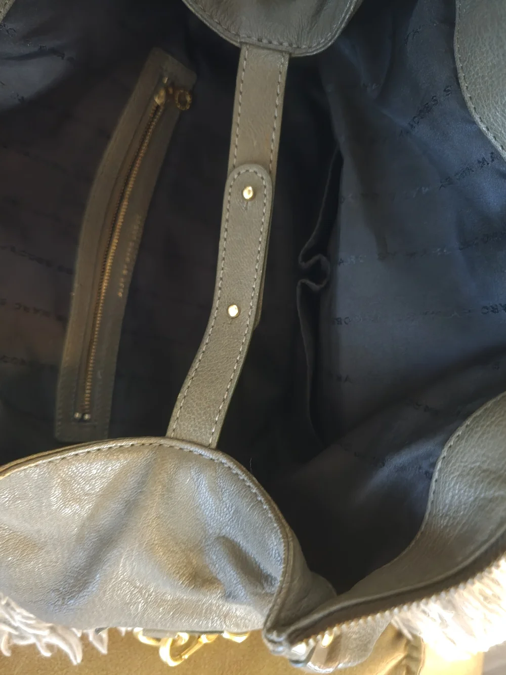Marc Jacobs Olive Green Leather Satchel with Gold Hardware